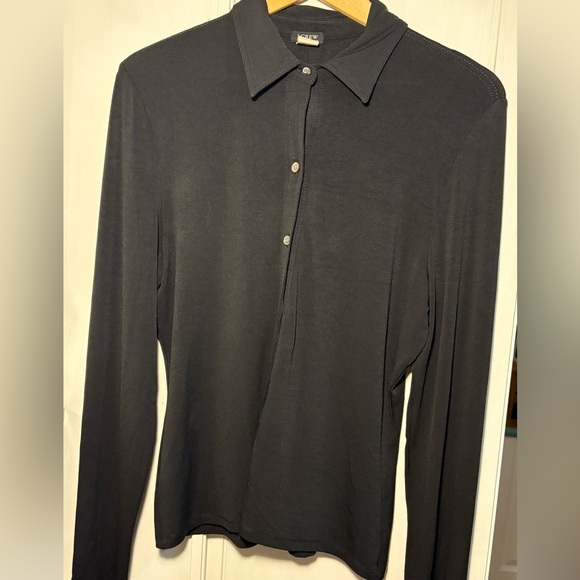 Vintage J. Crew Classic Black Button Down Shirt Large Made in USA Y2K - Picture 4 of 9